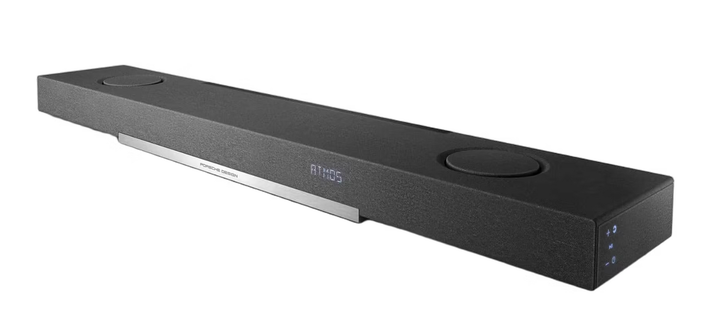 Porsche Design Soundbar PDB90 5.1.2 Dolby Atmos DTS-X – Zwart – 1200 x 210 x 88 mm