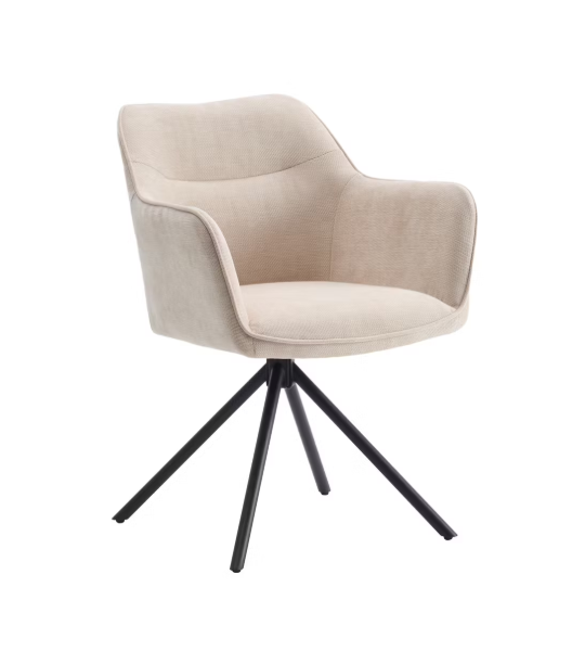 Criks Design Preston Draaibare Eetkamerstoel 2-pack – Beige – 180° draaibaar – 80,5 x 58 x 59 cm