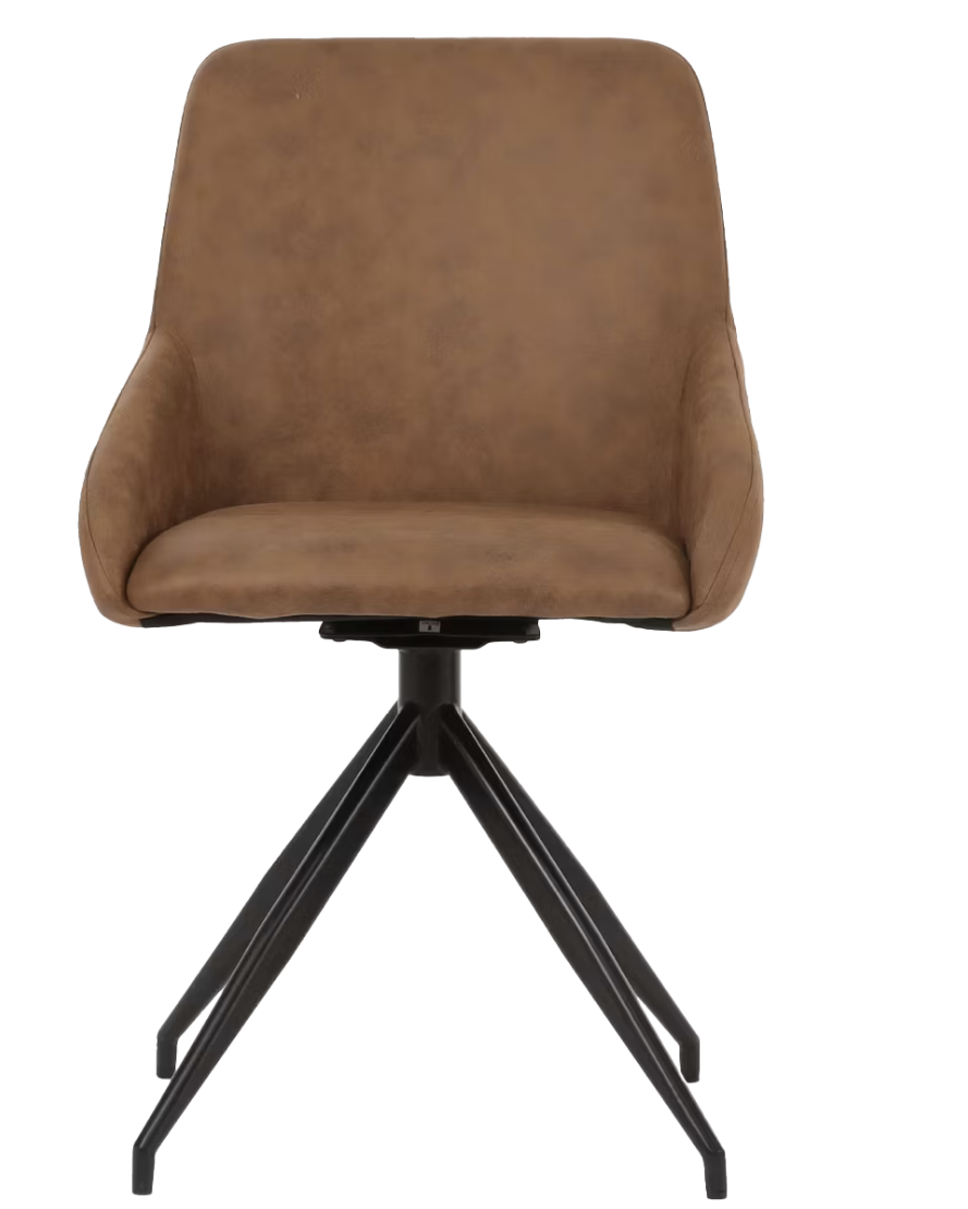 Dutchbone Laurel draaibare eetkamerstoel – elegant design – 360° draaibaar – cognac – 60 x 51 x 85 cm