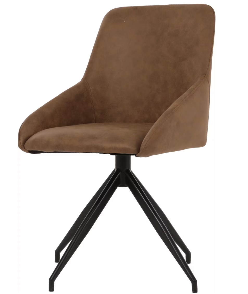 Dutchbone Laurel draaibare eetkamerstoel – elegant design – 360° draaibaar – cognac – 60 x 51 x 85 cm