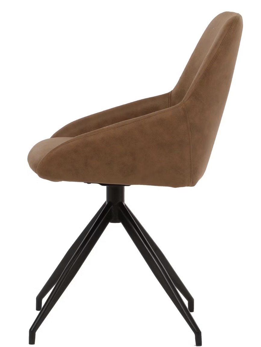 Dutchbone Laurel draaibare eetkamerstoel – elegant design – 360° draaibaar – cognac – 60 x 51 x 85 cm