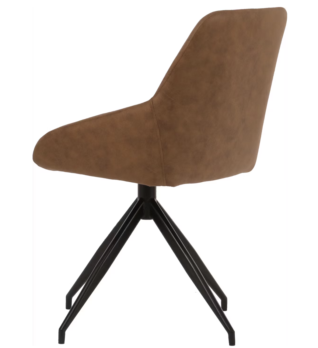 Dutchbone Laurel draaibare eetkamerstoel – elegant design – 360° draaibaar – cognac – 60 x 51 x 85 cm