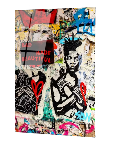 Wallity Glasschilderij Banksy Bad Made Beautiful – Knallkleuren – 45 x 65 cm
