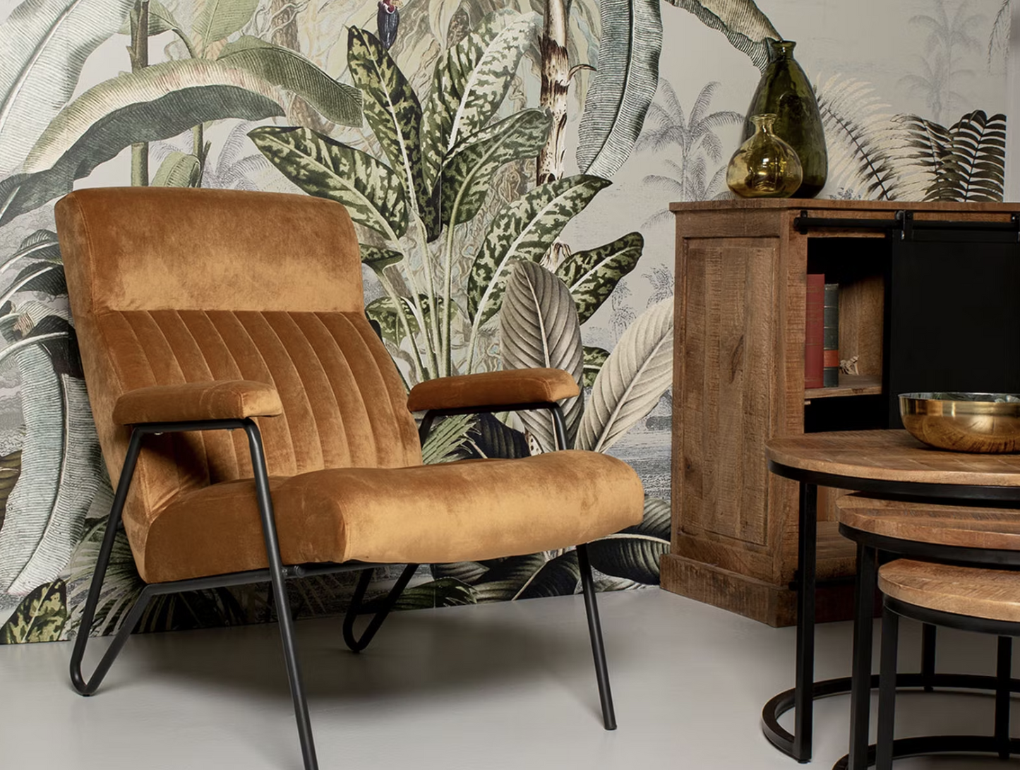 Hsm Collection District 3-delige salontafelset mangohout bruin/zwart – Ø35 - Ø51 - Ø67 cm