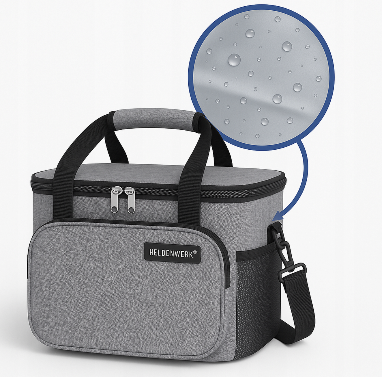 Heldenwerk thermotas lunch- en picknicktas – 10L – 29x22x20 cm – lichtgrijs – isolerende strand- en koeltas