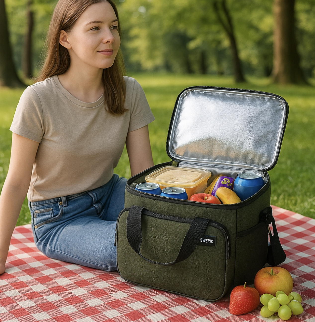 Heldenwerk thermotas lunch- en picknicktas – 10L – 29x22x20 cm – lichtgrijs – isolerende strand- en koeltas
