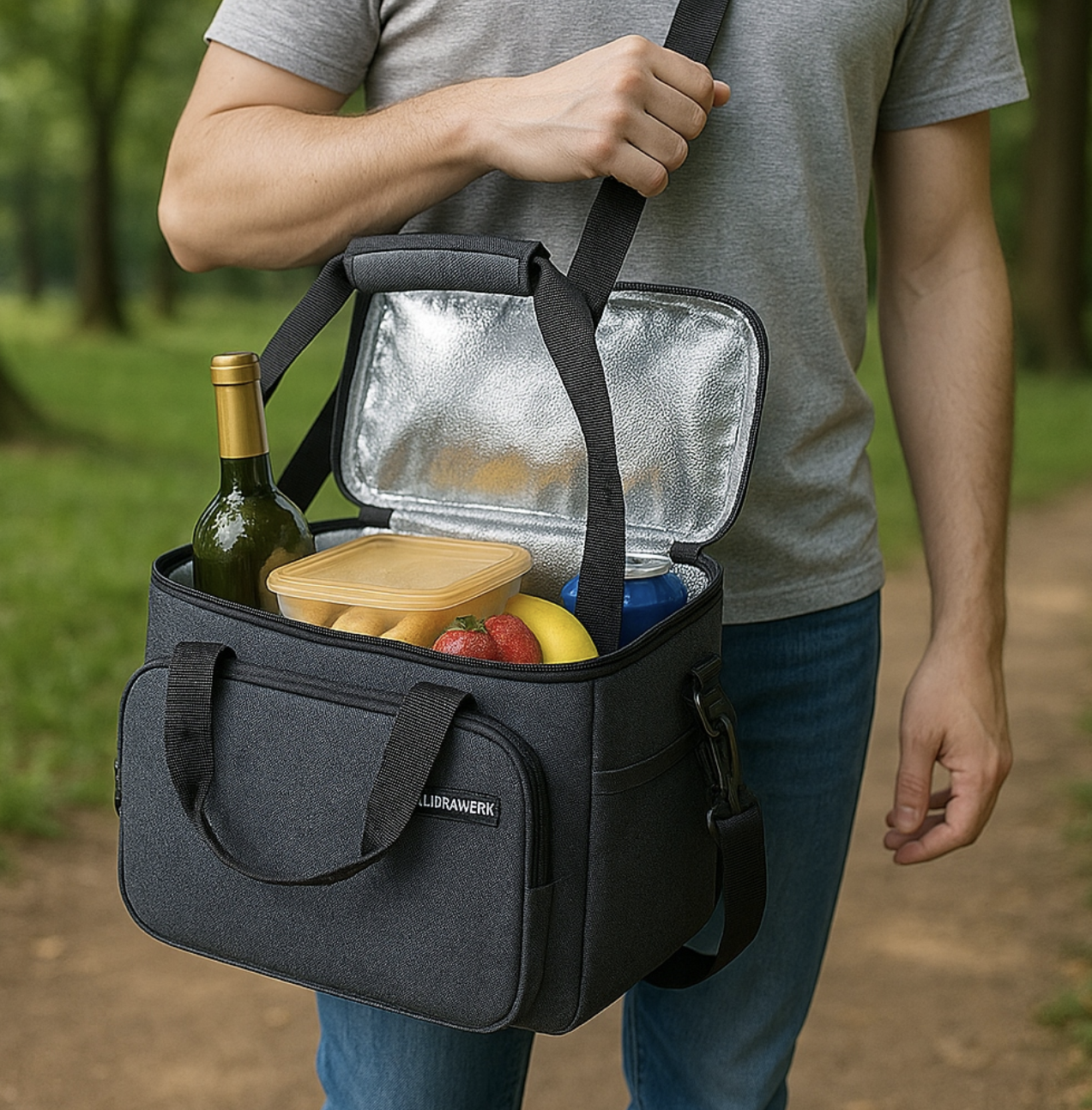 Heldenwerk thermotas lunch- en picknicktas – 10L – 29x22x20 cm – lichtgrijs – isolerende strand- en koeltas