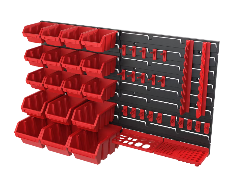 Qbrick Regular Bevestigingswandset 6 43-delig – modulair opbergsysteem – rood/zwart – 400 x 160 x 360 mm