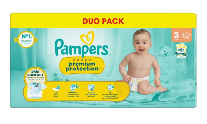 Pampers Premium Protection Luiers Maat 3 - 96 Stuks - 6-10 kg - Wit