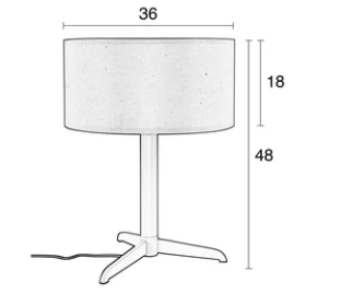 Zuiver Shelby Tafellamp - Grijs - 48 x 36 cm – Minimalistisch Design met Stoffen Kap