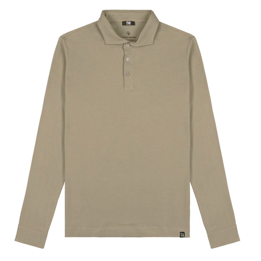 7Square Skyr Polo Long Sleeve - Beach Sand - Maat L - Comfortabele katoenmix
