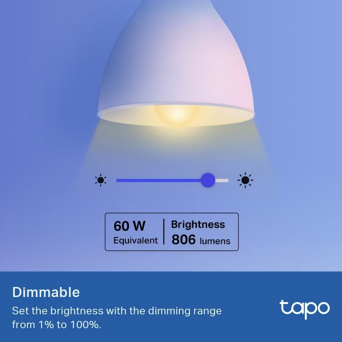 Tapo Wifi LED Lamp L530E E27 A60 115 × 60 mm – Instelbare wit- en lichtkleuren