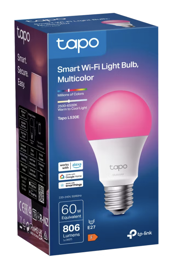 Tapo Wifi LED Lamp L530E E27 A60 115 × 60 mm – Instelbare wit- en lichtkleuren
