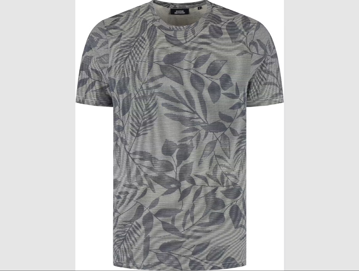 Boston Brothers – All Over Print Jersey T-Shirt – Zacht & Comfortabel – Navy – Maat M