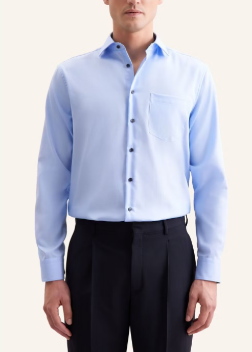 Seidensticker New Kent Slim Fit Business Overhemd – maat L – lichtblauw – heren