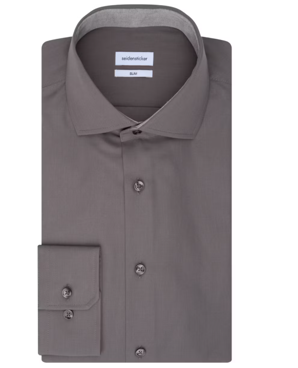 Seidensticker Business Shirt SF Spread Kent – Anthra 665 - Maat 38 – Slim Fit – 100% Katoen