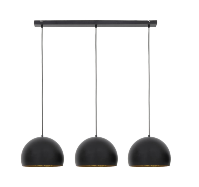 Light & Living JAICEY Hanglamp 3-Lichts 120 cm – Mat Zwart met Goud – Industrieel Design – E27