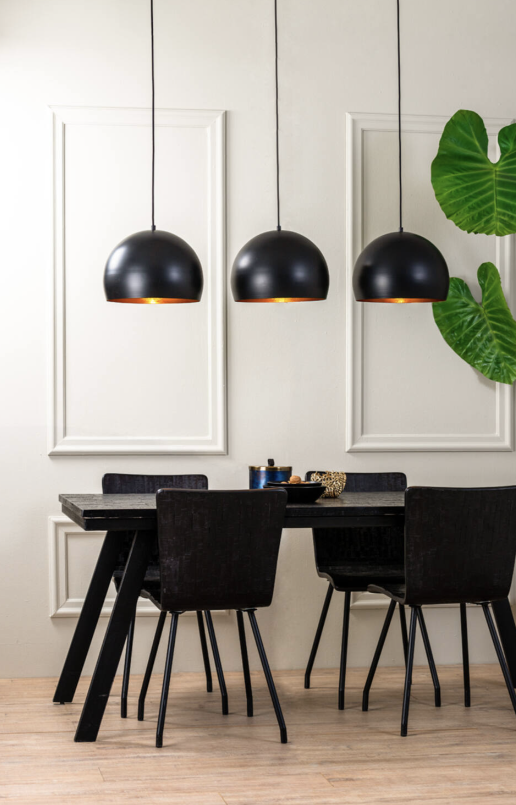 Light & Living JAICEY Hanglamp 3-Lichts 120 cm – Mat Zwart met Goud – Industrieel Design – E27