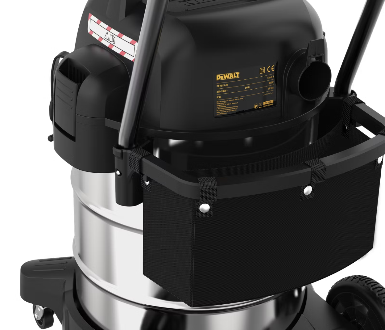 DeWalt 61L Stealthsonic RVS nat-/droogstofzuiger - 61 liter - RVS - 16,1 kg - 960 W - Zwart/Silver