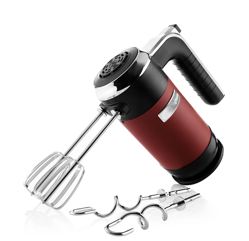 Westinghouse Retro Handmixer 350W – Rood – 2 Gardes & 2 Deeghaken – Met Opbergstandaard