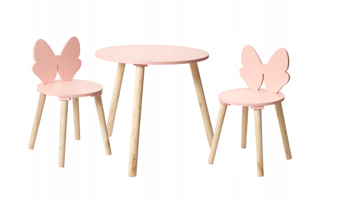 Home Styling Collection - Kindertafel met 2 Stoeltjes Vlinder Roze - 3-delige Kindermeubelset