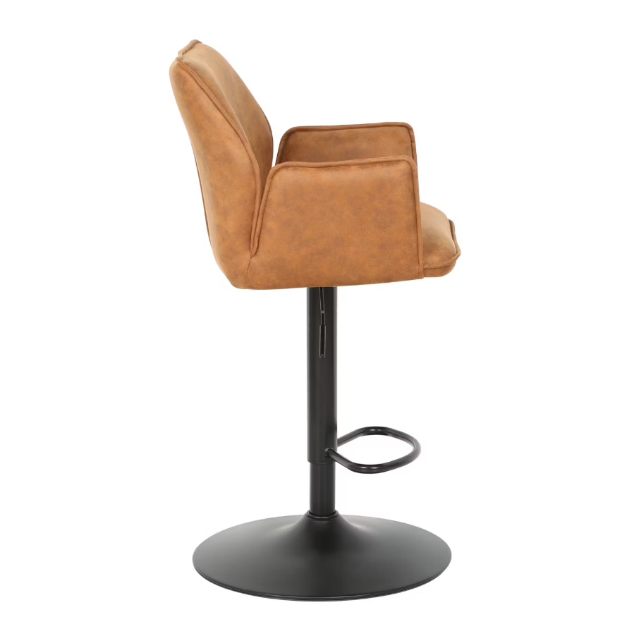 Set van 2 Jill Barkrukken - Verstelbaar - Velvet/Metal - 51x53x96-116 cm - Cognac