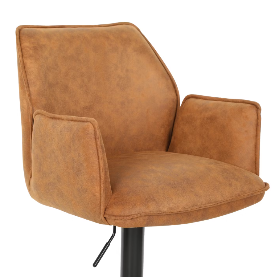 Set van 2 Jill Barkrukken - Verstelbaar - Velvet/Metal - 51x53x96-116 cm - Cognac