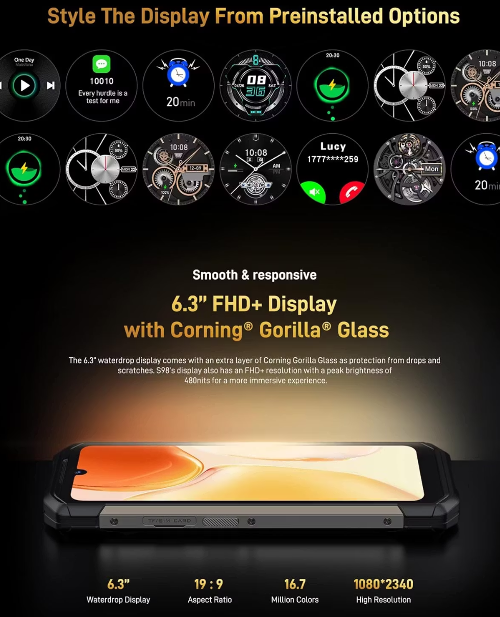 Doogee S98 Outdoor Smartphone | 8 GB RAM | 256 GB Opslag | Nachtzichtcamera | 6000 mAh