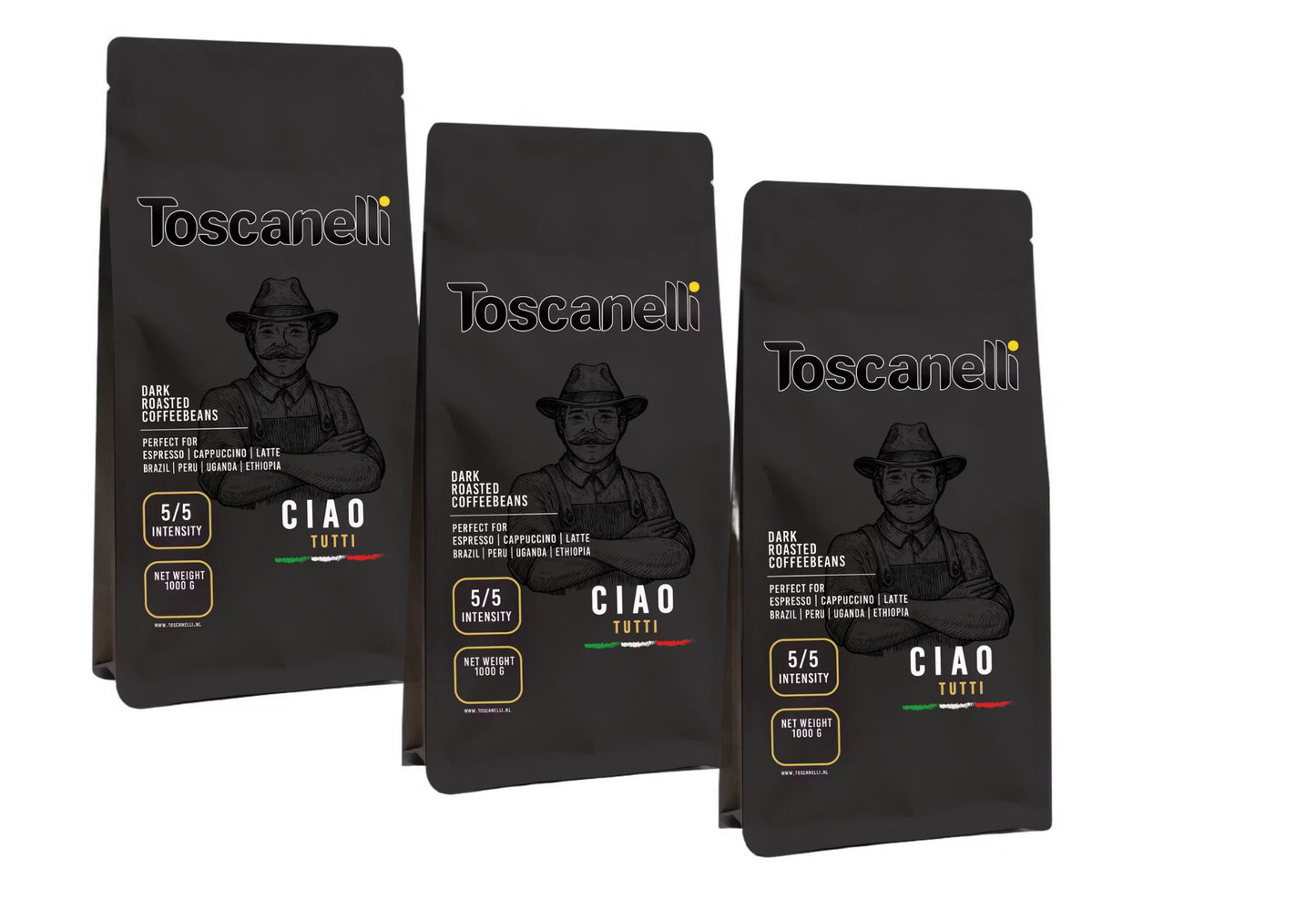 Toscanelli Ciao Tutti Blend Koffiebonen | Dark Roast | 3 × 1 kg