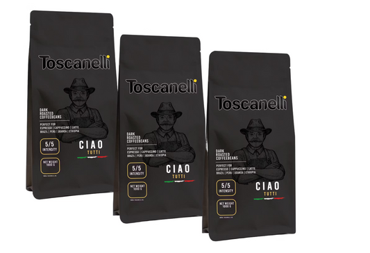 Toscanelli Ciao Tutti Blend Koffiebonen | Dark Roast | 3 × 1 kg