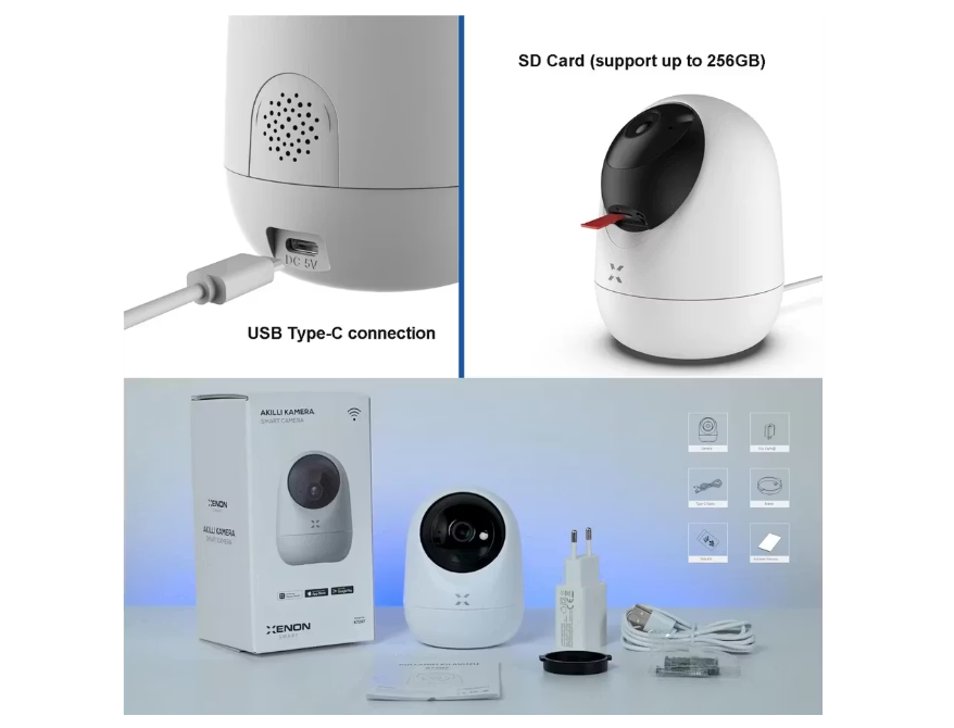 2x Xenon Smart Indoor Camera – 3 MP X7207 – Draadloos – App‑Compatibel – Nachtzicht & Persoonsdetectie