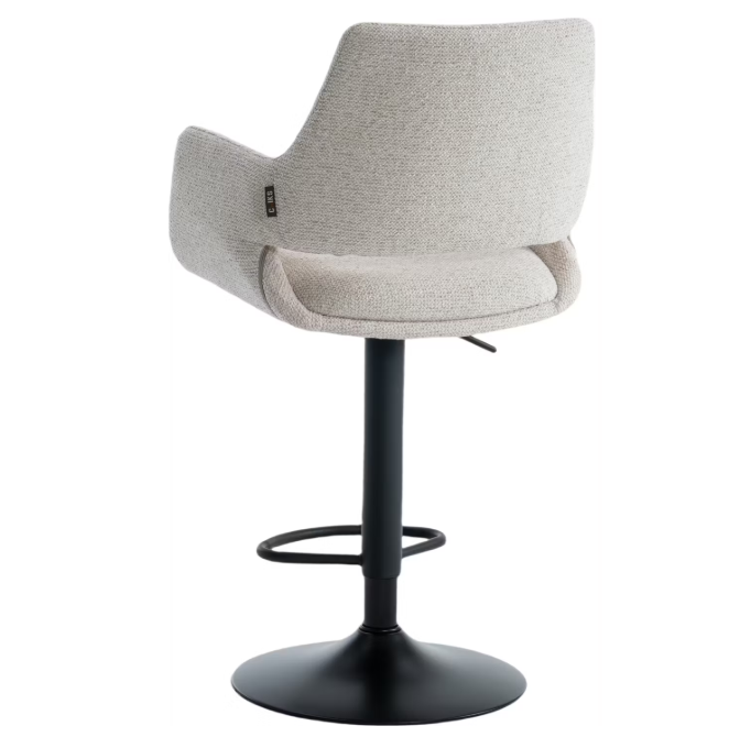 Criks Design Monza Barkruk - Verstelbaar 93-115 cm - 360° Draaibaar - Met Voetensteun - Beige