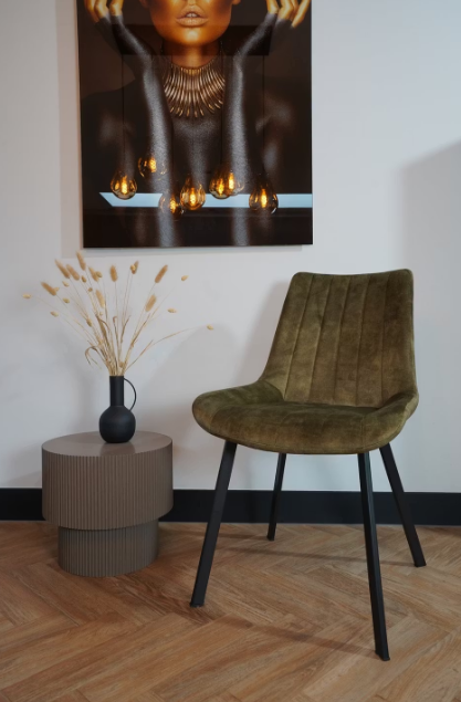 Meubel31 Riva Eetkamerstoelen – Duopack – Luxe Velvet – Metaal Frame – Groen