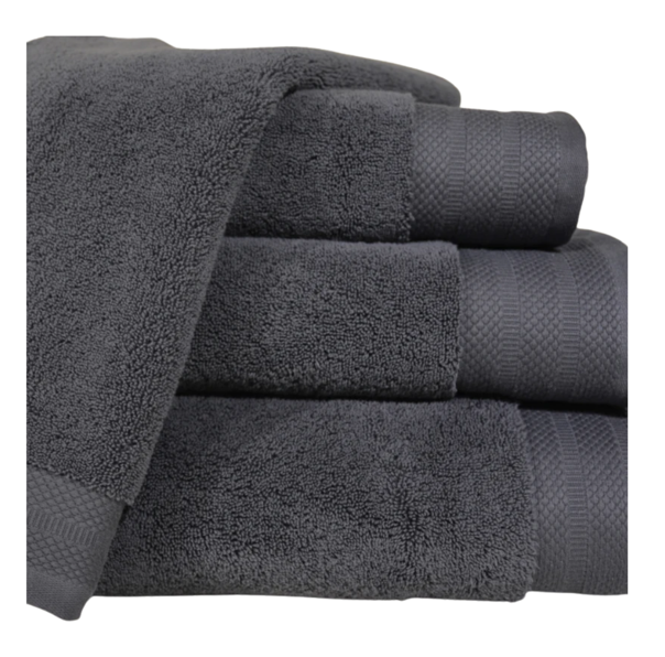 Valk Luxe badlakens - 700 gram - 70x140 cm - Turks katoen - Ingeweven sierband - Donkergrijs - set van 3