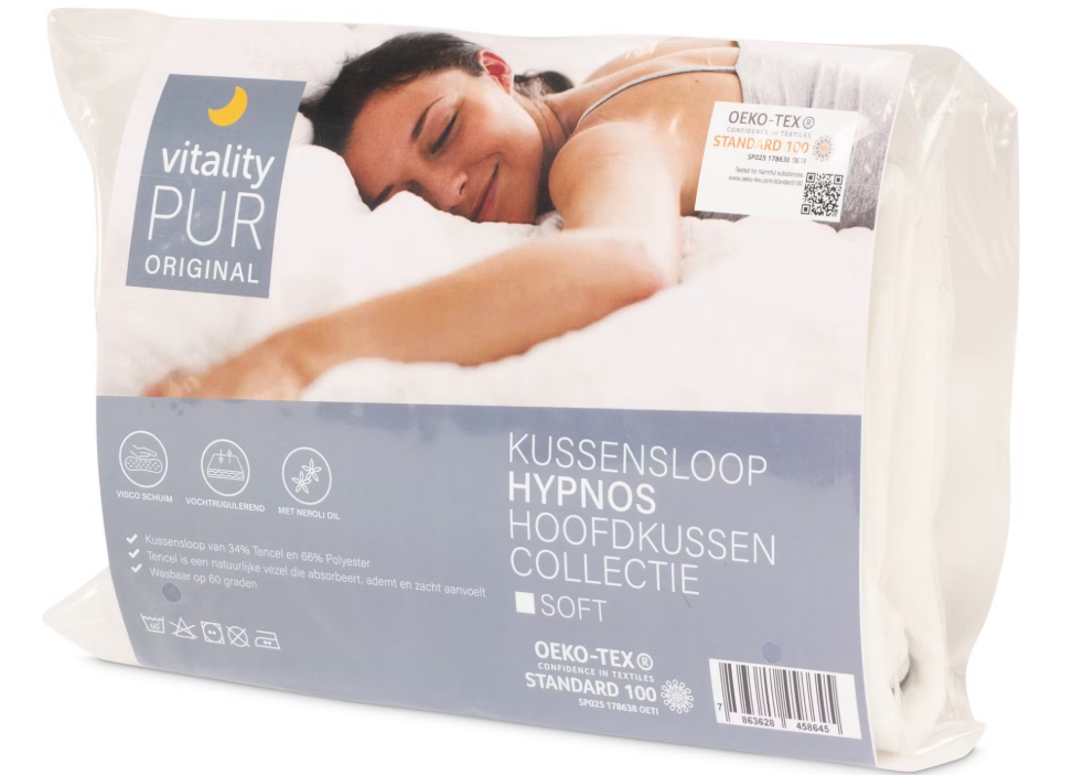Vitality Pur Hypnos Kussen Soft 40x60 cm - Ergonomisch Hoofdkussen met Visco Schuim