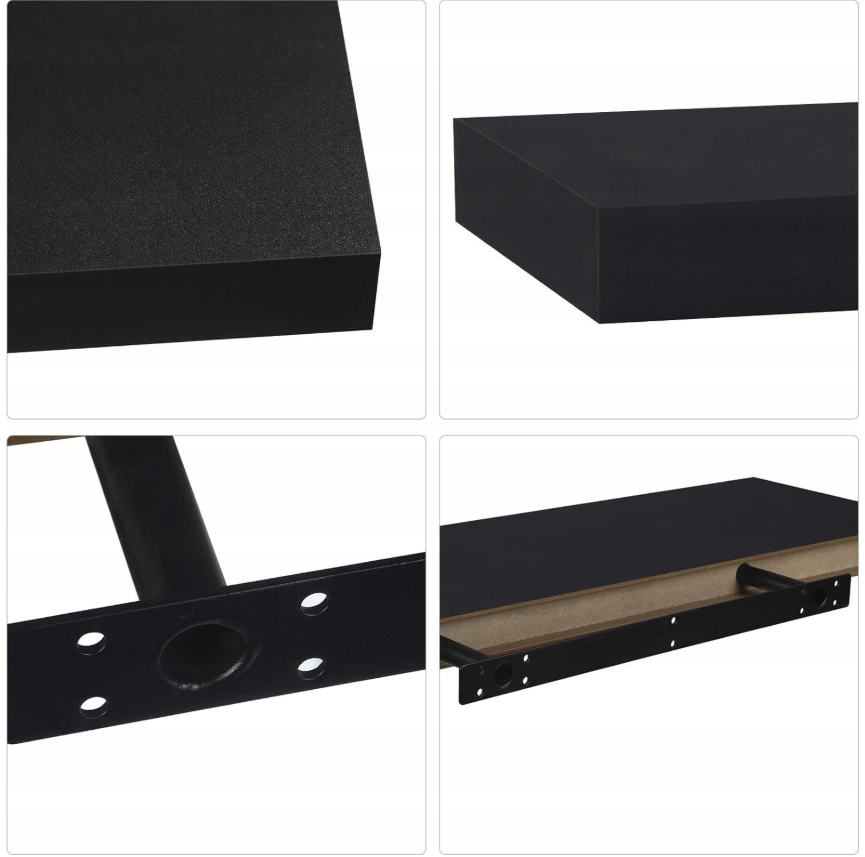 Esituro Hangende Wandplank Zwart 80 x 23 x 3,8 cm - Moderne Zwevende Boekenplank