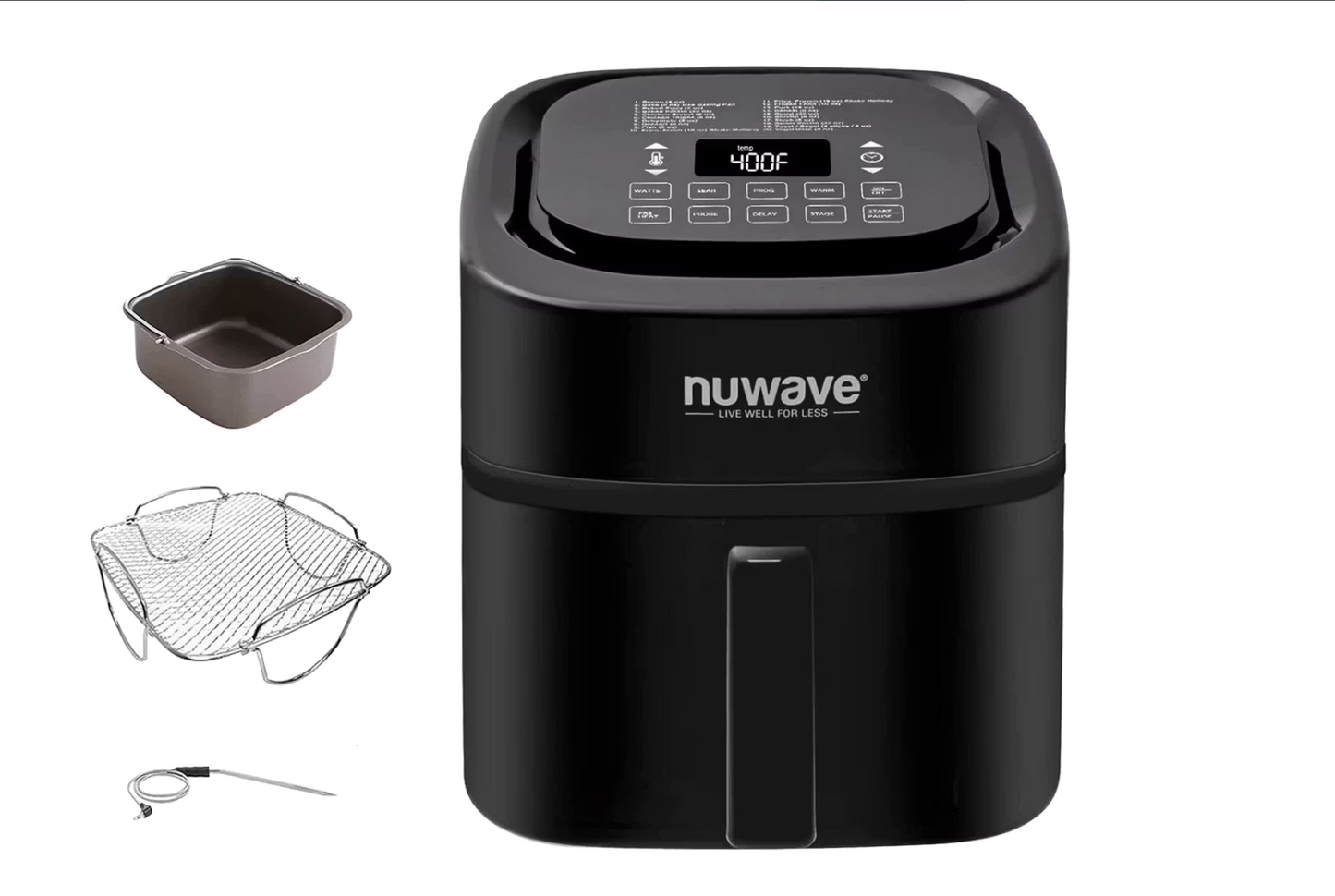 Nuwave Brio Digitale Heteluchtfriteuse 6L - 26,6 x 26,6 x 33 cm - Krachtige 1800W Airfryer met Grillfunctie