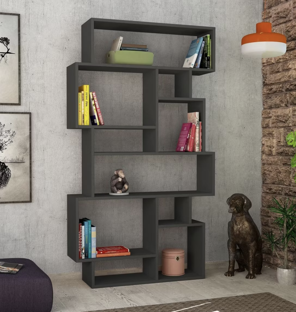 Kalune Design Woody Boekenkast – 168 x 96 x 26 cm – Anthracite