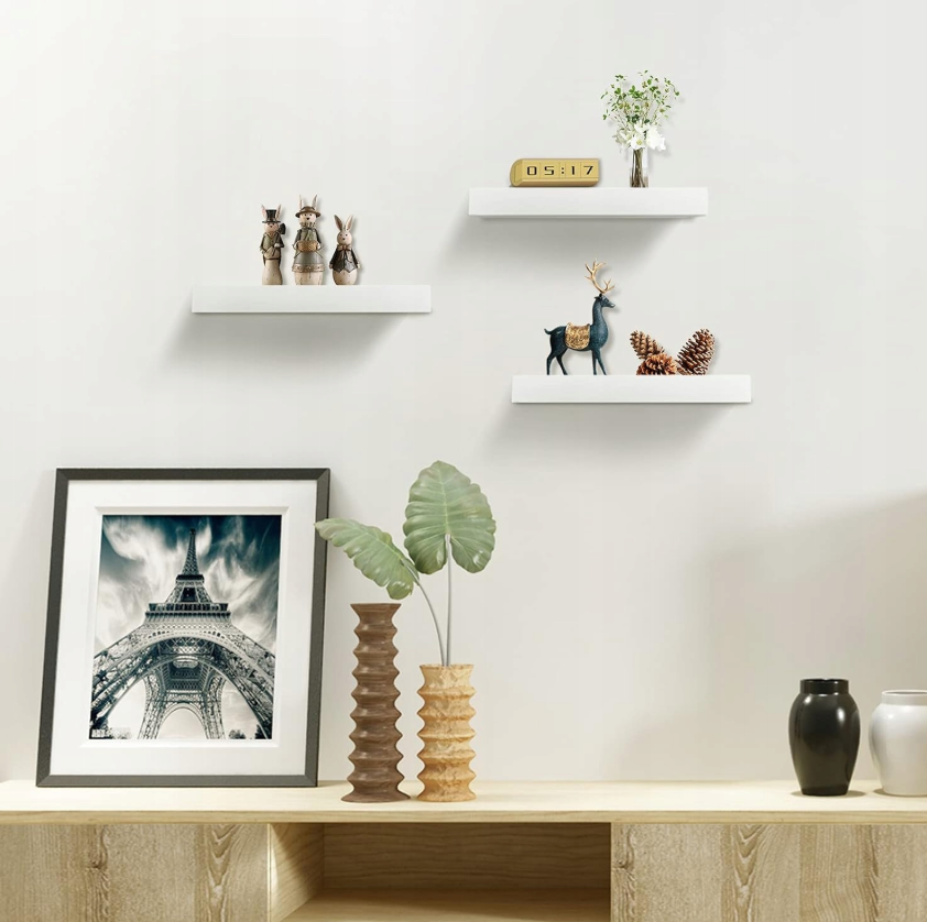 Esituro Witte Zwevende Wandplank MDF Glans Wit 30 x 23 x 3,8 cm – Moderne Wandboekenkast