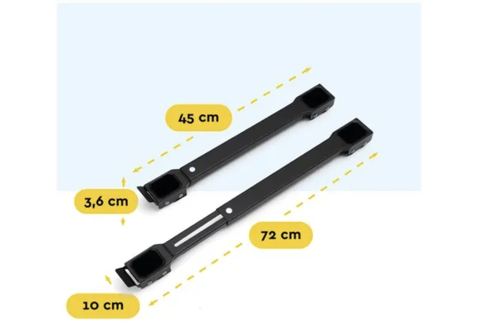 Brasq Verstelbare Meubelroller Zwart 45-72 x 10 x 3,6 cm - Transportroller tot 300 kg
