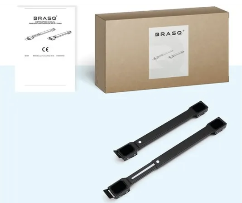 Brasq Verstelbare Meubelroller Zwart 45-72 x 10 x 3,6 cm - Transportroller tot 300 kg