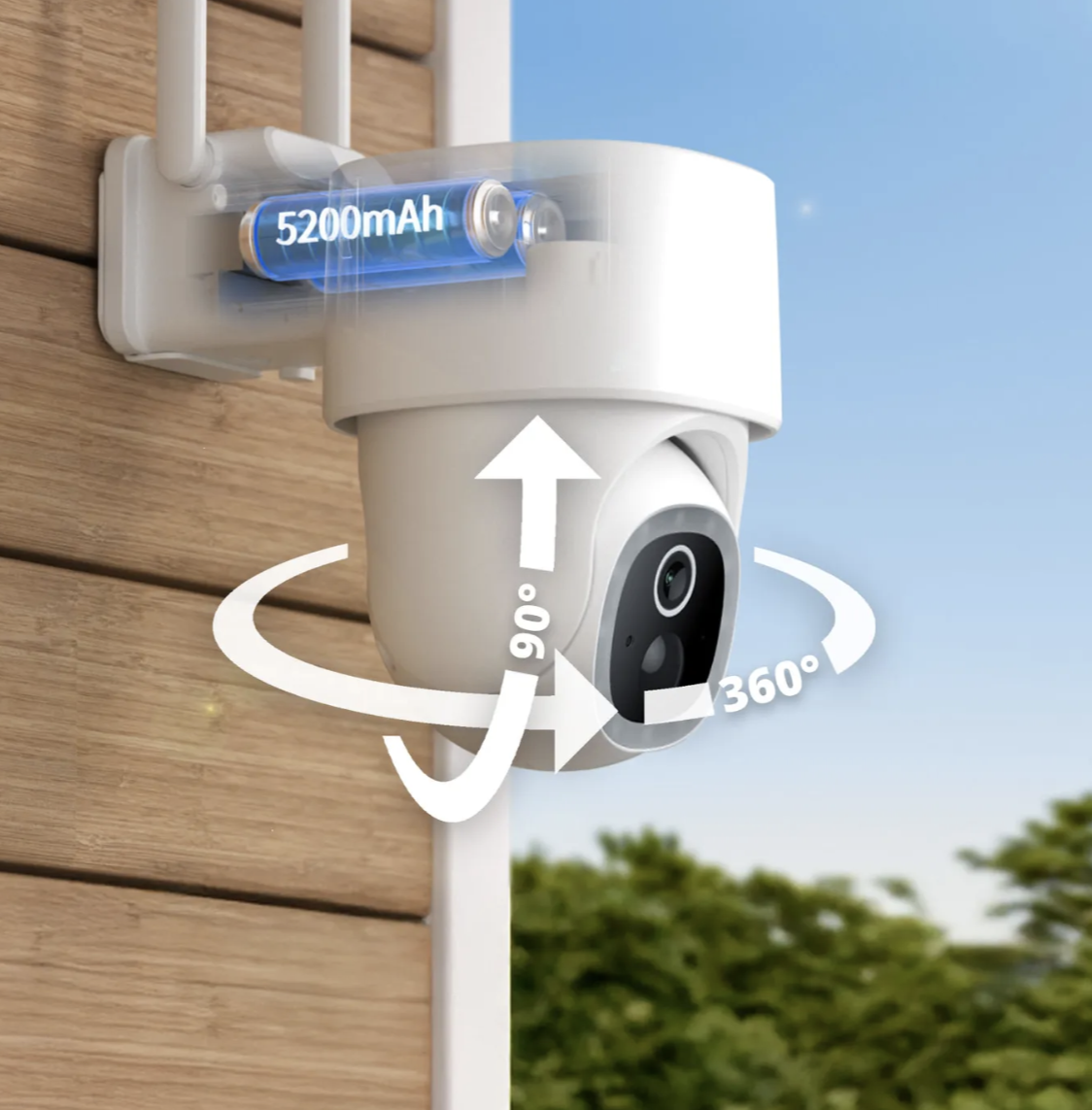 FlinQ Slimme Dome Guard Beveiligingscamera Wit 16,3 x 9,9 x 13,8 cm - Draadloze 2K Solar Buitencamera met Nachtzicht en App Bediening