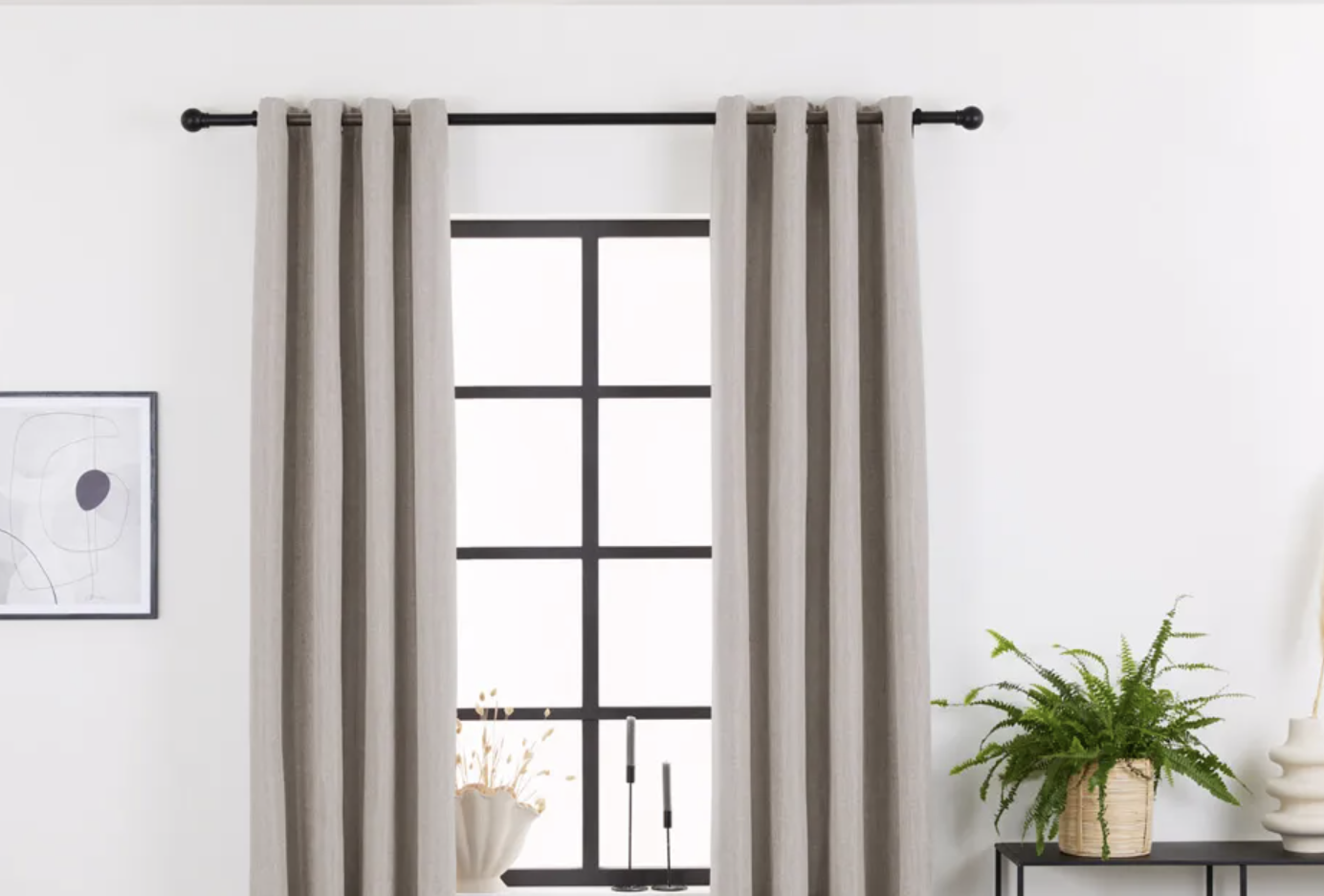 Outspot Luxe Geweven Verduisteringsgordijn met Haken en Ringen - Beige - 150 x 260 cm
