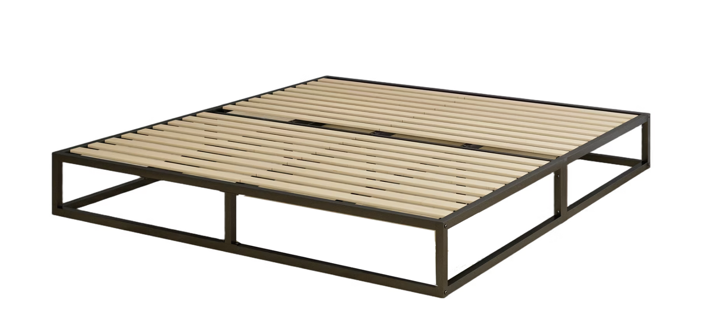 Emma Metalen Bed met Lattenbodem - Industrieel Design - Zwart - 180 x 200 cm