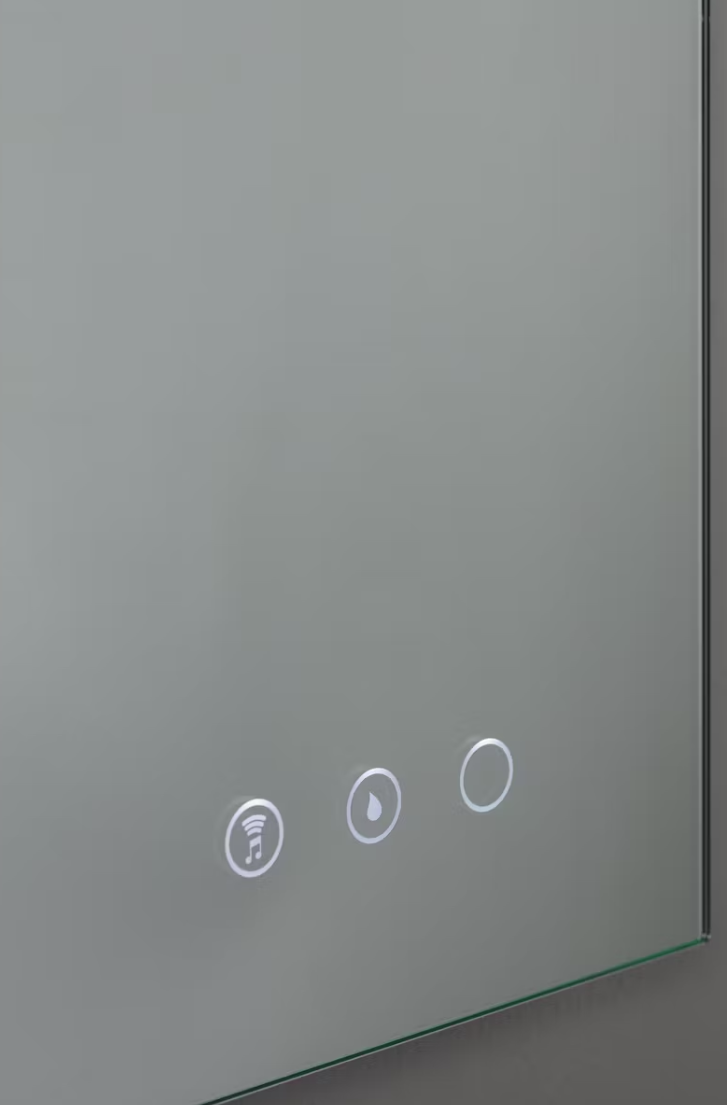 Kame Match Slimme Badkamerspiegel - 60 cm - Mat Grijs - Met LED Verlichting, Bluetooth Speakers & Anti-Mistfunctie