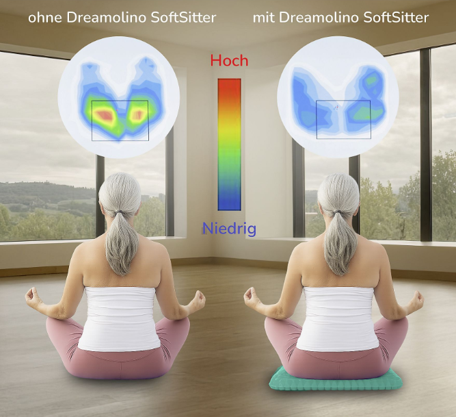 Dreamolino SoftSitter Gel Zitkussen - Groen - 42 x 37 x 3,5 cm - Drukverlagend Comfort voor Thuis, Auto en Kantoor