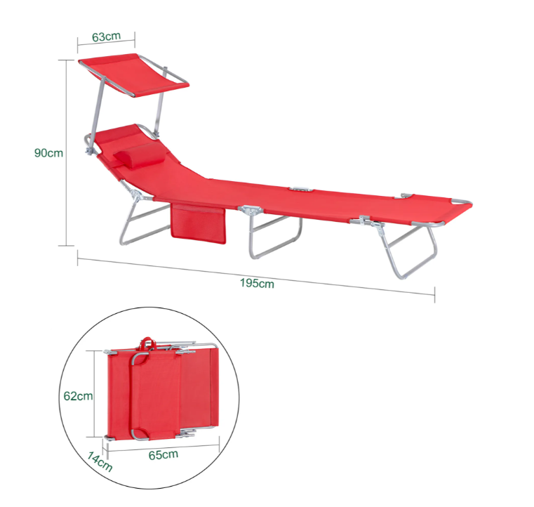 SoBuy 2 - stel Sonnenliege mit Sonnendach Gartenliege mit Seite Sentasche OGS48-Rx2 is niet bekeken
