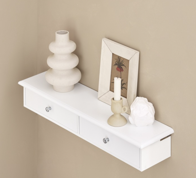 SoBuy Wandkast - 2 Lades - 64 x 15 x 10 cm - Wit