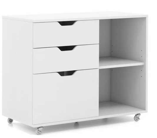 COAST Mobiele Archiefkast met 3 Uitschuifbare Laden - Tot 130 kg - Verstelbaar - 81 x 40 x 66 cm - Wit