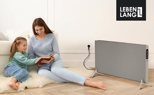 LIFETIME Elektrische Verwarming – 3 Warmtestanden, WiFi & App-bediening – 2000W – 94,5 x 50,5 x 12,5 cm – Grijs